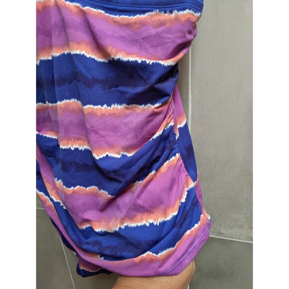 Tommy Bahama One-piece Swimsuit Sz 16 XL Striped Sunset Tankini Ruched Tropical - Picture 5 of 11